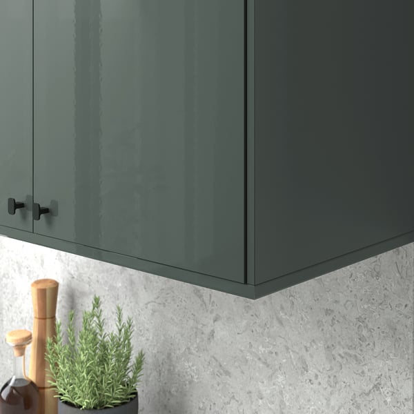 KALLARP deco strip, high-gloss dark grey-green, 221 cm