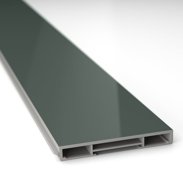 KALLARP plinth, high-gloss dark grey-green, 220x8 cm