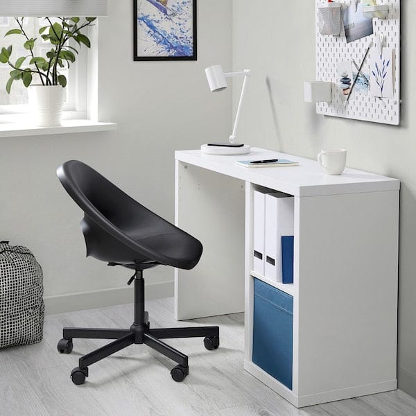 Ikea KALLAX / ELDBERGET - Desk and chair, white/dark grey black