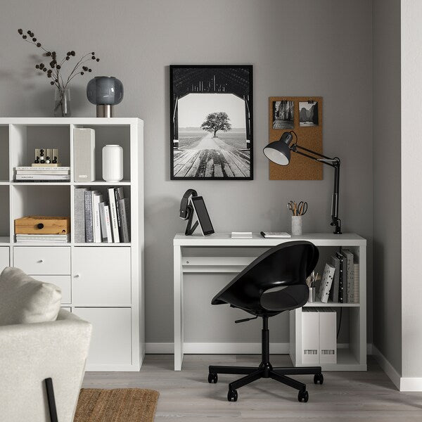 KALLAX / ELDBERGET - Desk and chair, white/dark grey black