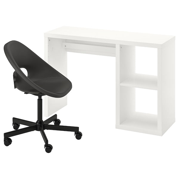 KALLAX / ELDBERGET - Desk and chair, white/dark grey black