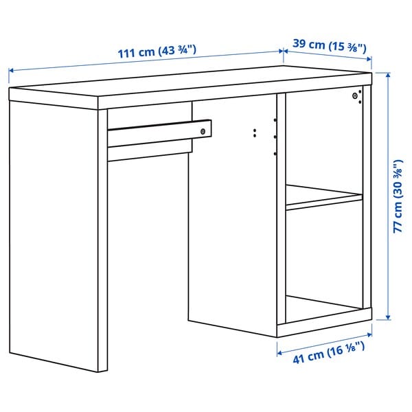 Ikea KALLAX / ELDBERGET - Desk and chair, white stained oak effect/dark grey black