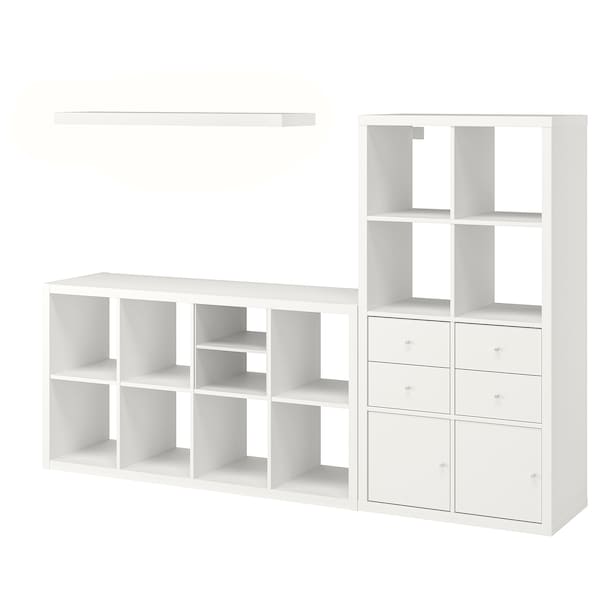 KALLAX / LACK - Combination with shelf, white,224x39x147 cm