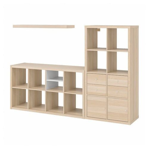 KALLAX / LACK storage combination with shelf, white stained oak effect, 224x147x39 cm