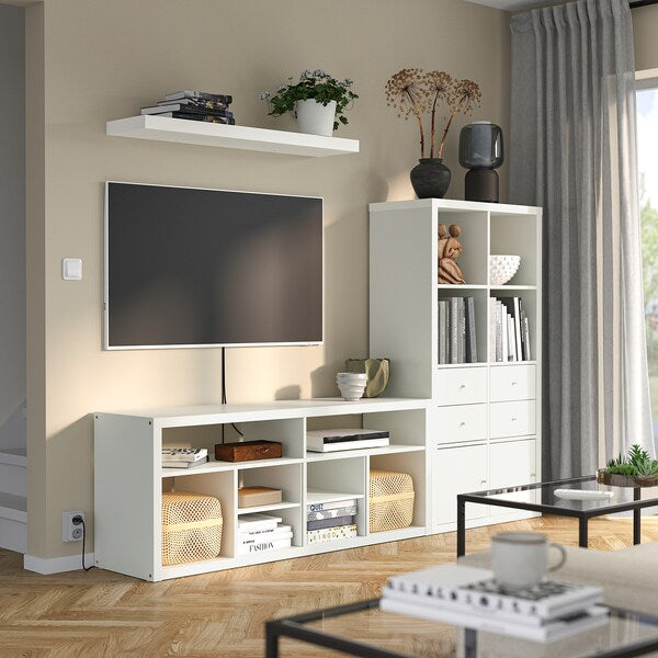 KALLAX / LACK - TV storage combination, white, 224x39x147 cm
