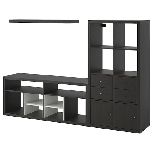 Ikea KALLAX / LACK - TV storage combination, black-brown, 224x39x147 cm