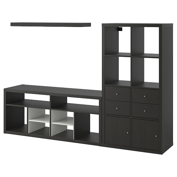 KALLAX / LACK - TV storage combination, black-brown, 224x39x147 cm