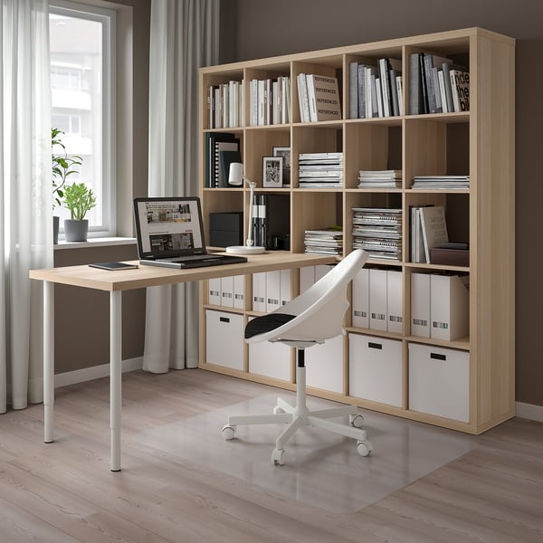 KALLAX / LAGKAPTEN - KALLAX / LAGKAPTEN Desk combination, white/white stained oak effect, 182x179x182 cm