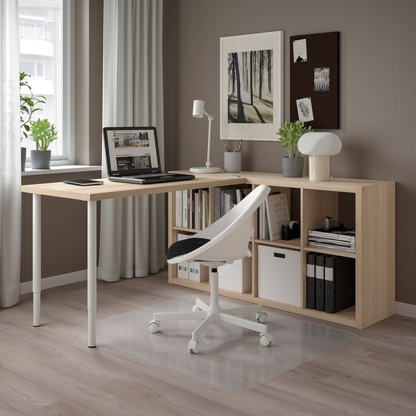 KALLAX / LAGKAPTEN desk combination, white/white stained oak effect, 77x159x147 cm
