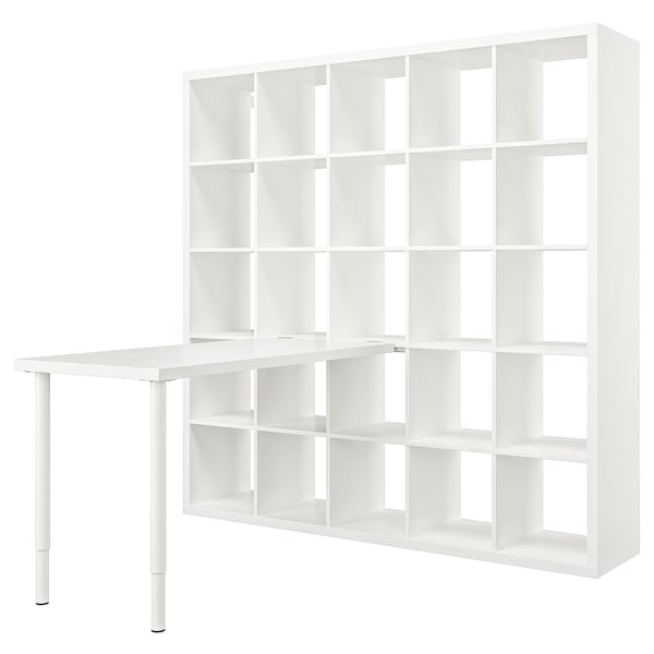 KALLAX / LAGKAPTEN desk combination, white, 182x159x182 cm
