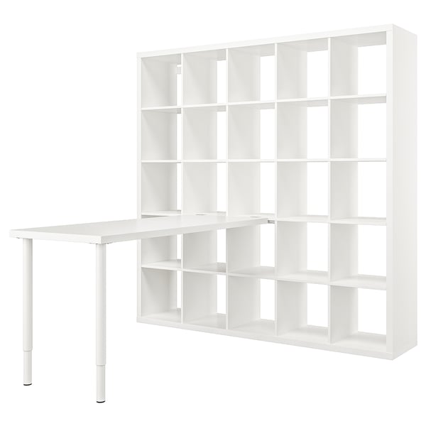 KALLAX / LAGKAPTEN desk combination, white, 182x179x182 cm