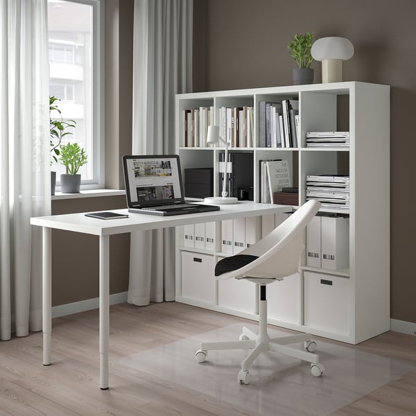 KALLAX / LAGKAPTEN desk combination, white, 147x179x147 cm