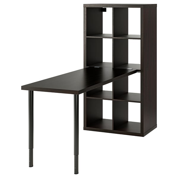 KALLAX / LAGKAPTEN desk combination, black/black-brown, 77x159x147 cm
