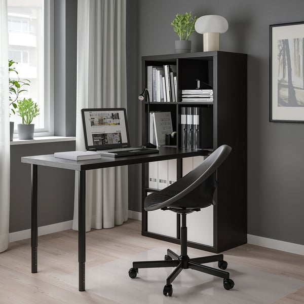 KALLAX / LAGKAPTEN desk combination, black/black-brown, 77x159x147 cm