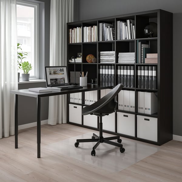 KALLAX / LAGKAPTEN desk combination, black/black-brown, 182x179x182 cm