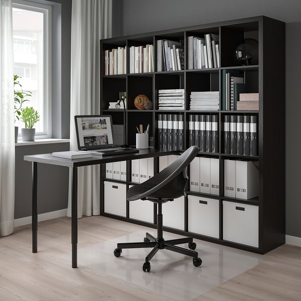 KALLAX / LAGKAPTEN Combination with desk, black/brown-black, 182x159x182 cm ,