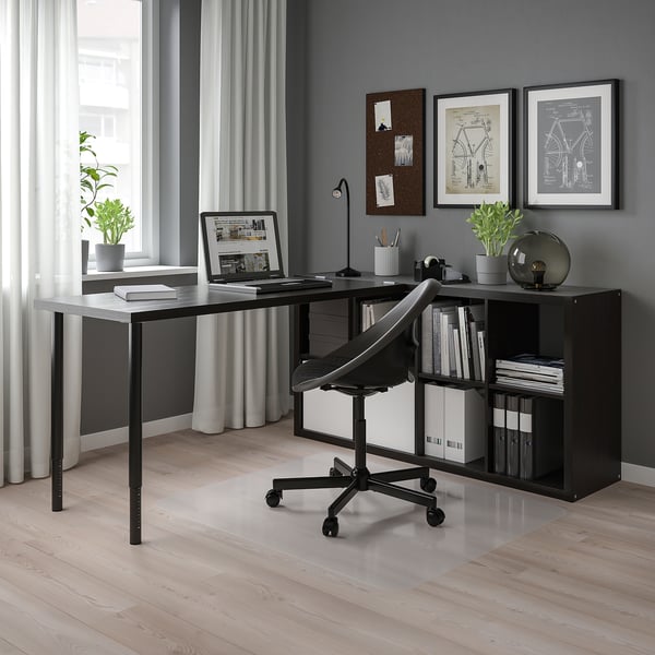 KALLAX / LAGKAPTEN Combination with desk, black/brown-black, 77x179x147 cm , 77x179x147 cm