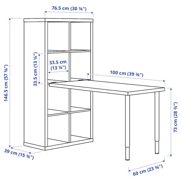 KALLAX / LINNMON desk combination, white, 77x139x147 cm