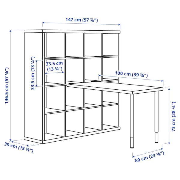 KALLAX / LINNMON desk combination, white, 147x139x147 cm