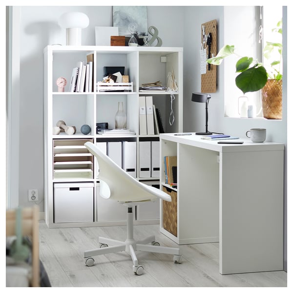 KALLAX / LOBERGET desk and chair, white