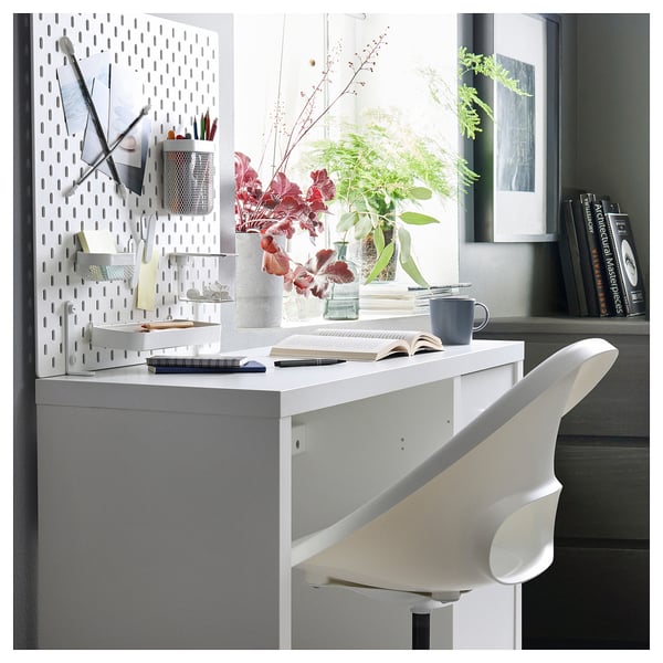 KALLAX / LOBERGET desk and chair, white