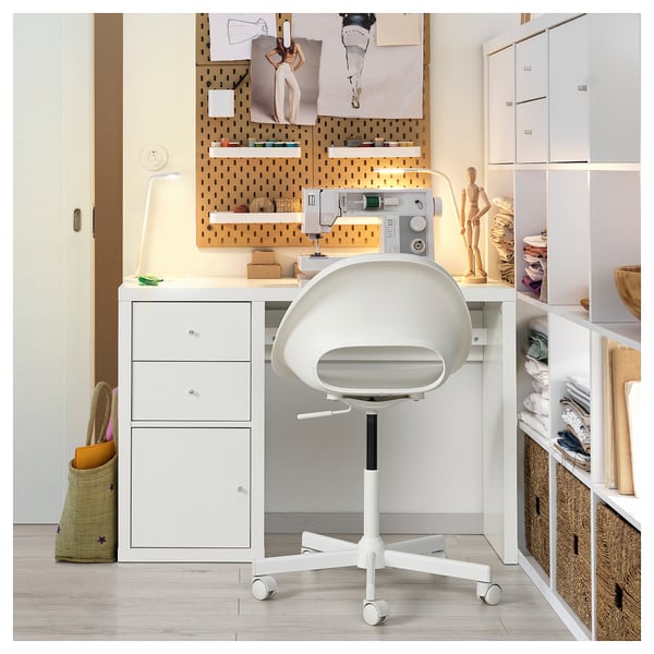 KALLAX / LOBERGET desk and chair, white