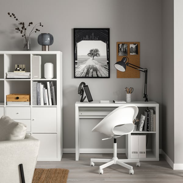 KALLAX / LOBERGET desk and chair, white