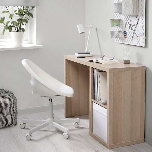 Ikea KALLAX / LOBERGET - Desk and chair, white stained oak effect/white