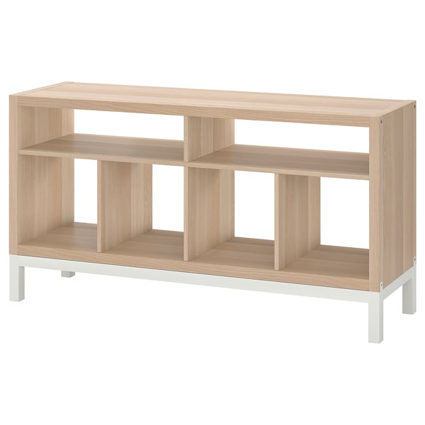 KALLAX tv bench with underframe, white stained oak effect, 147x39x78 cm