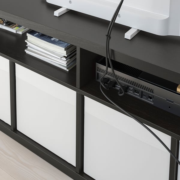 KALLAX TV bench, black-brown, 147x60 cm