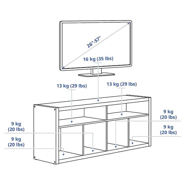 KALLAX TV bench, black-brown, 147x60 cm