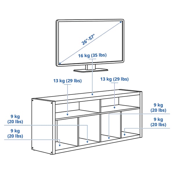 KALLAX TV bench, black-brown, 147x60 cm