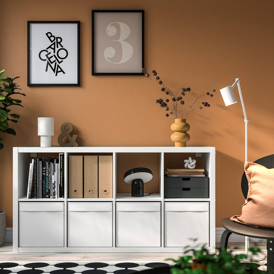 KALLAX shelving unit, white/Dröna white, 77x39x147 cm