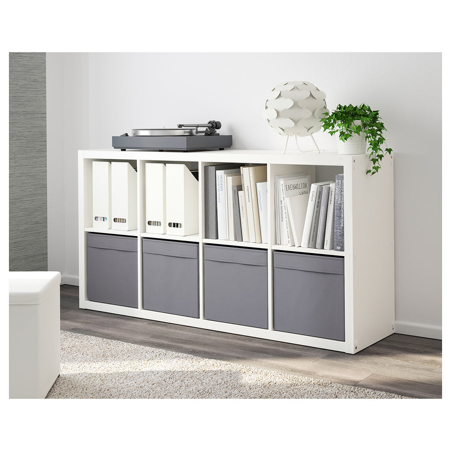KALLAX shelving unit, white/Dröna dark grey, 77x39x147 cm