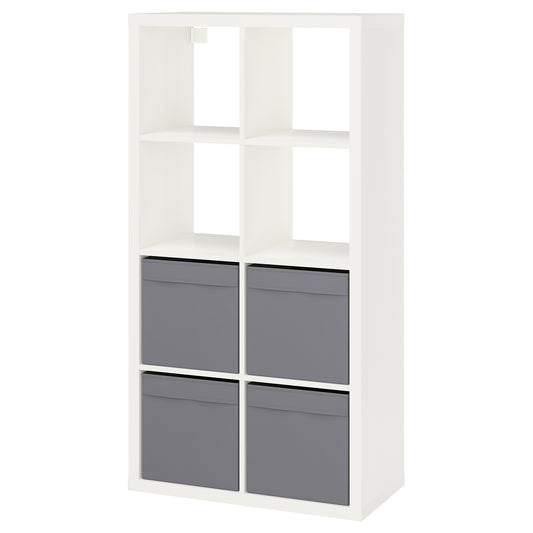 KALLAX shelving unit, white/Dröna dark grey, 77x39x147 cm
