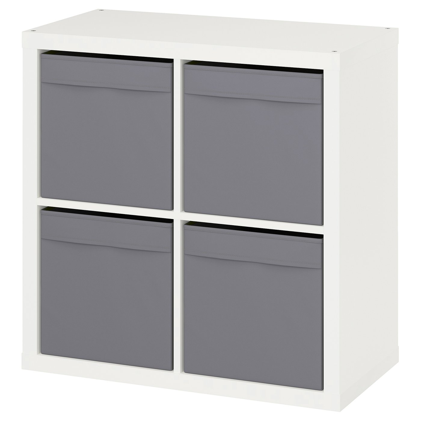 KALLAX shelving unit, white/Dröna dark grey, 77x39x77 cm