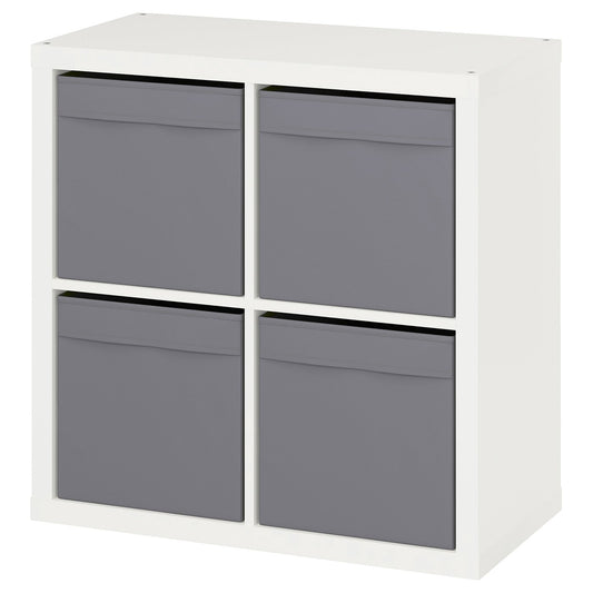 KALLAX shelving unit, white/Dröna dark grey, 76.5x76.5x39.0 cm