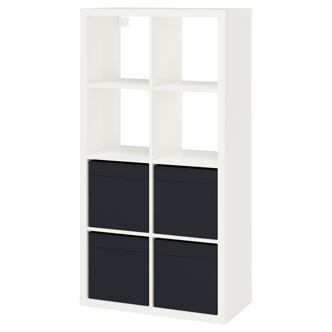 KALLAX shelving unit, white/Dröna black, 76.5x146.5x39.0 cm
