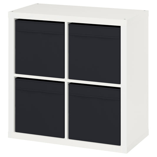 KALLAX shelving unit, white/Dröna black, 77x39x77 cm