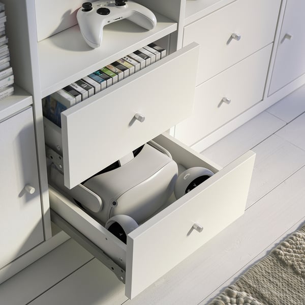 KALLAX shelving unit with 10 inserts, white, 182x182 cm