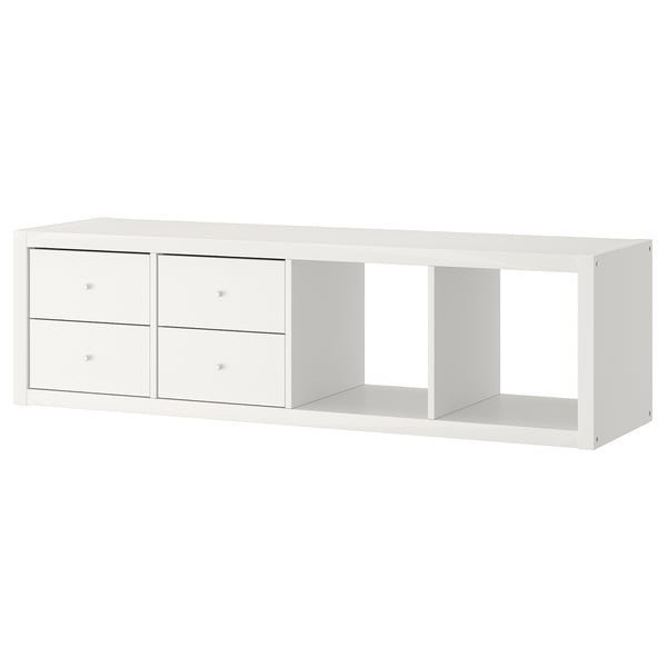 KALLAX shelving unit with 2 inserts, with 4 drawers/white, 147x42 cm