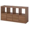 KALLAX shelving unit, with 2 doors/4 drawers/brown walnut effect, 147x77 cm
