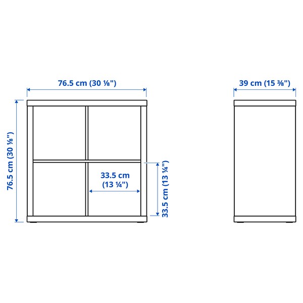 KALLAX shelving unit, with 2 doors white/light grey-blue wave shaped, 77x77 cm