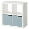 KALLAX shelving unit, with 2 doors white/light grey-blue wave shaped, 77x77 cm