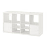 KALLAX shelving unit, with 2 doors/with 2 shelf inserts white, 147x77 cm