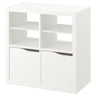 KALLAX shelving unit, with 2 doors with 2 shelf inserts/wave shaped white, 77x77 cm