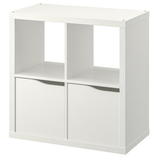 KALLAX shelving unit, with 2 doors/wave shaped white, 76.5x76.5x39 cm