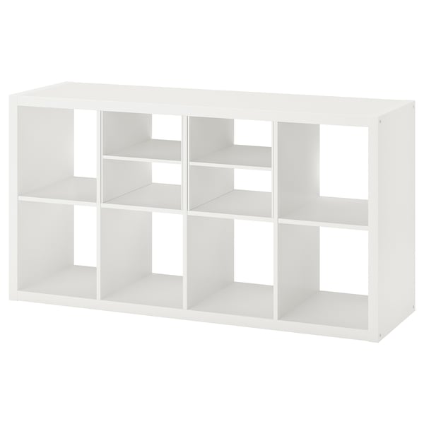 KALLAX shelving unit, with 2 shelf inserts/white, 147x77 cm