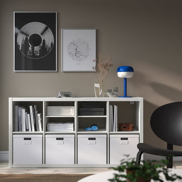 KALLAX shelving unit, with 2 shelf inserts/white, 147x77 cm