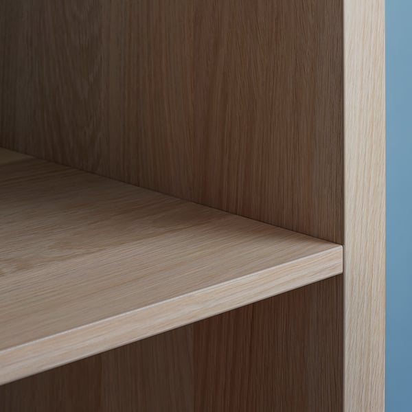 KALLAX shelving unit with 4 inserts, white stained oak effect, 147x147 cm